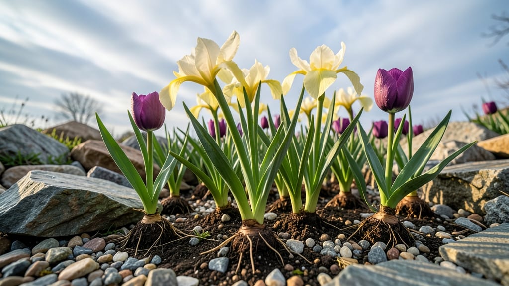 Spring-Blooming Iris with Tulips