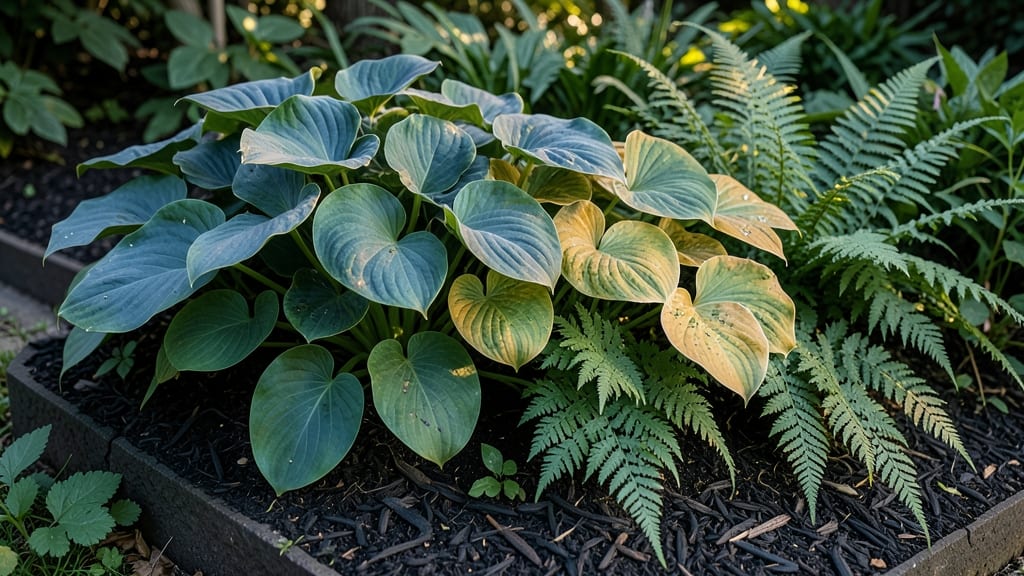 Shade-Loving Hosta And Fern Mix