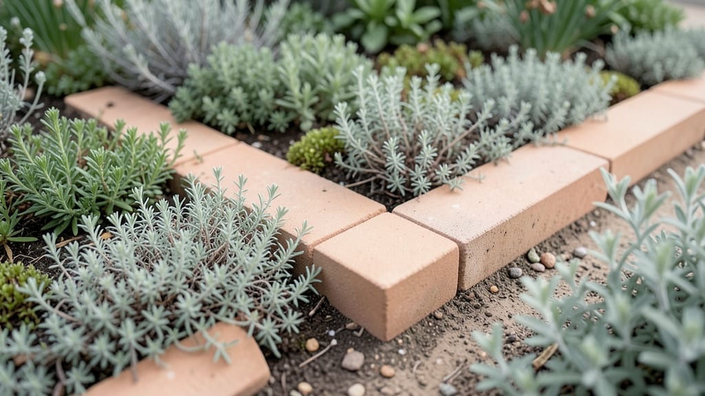 Low Brick Edging with Ground Cover Plants