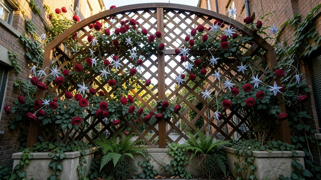 Vertical Tiered Flower Bed with Trellises