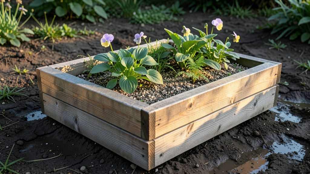 Raised Wooden Planter Flower Bed
