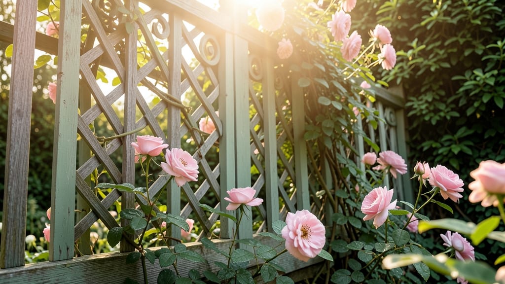 Lattice Panels with Climbing Roses