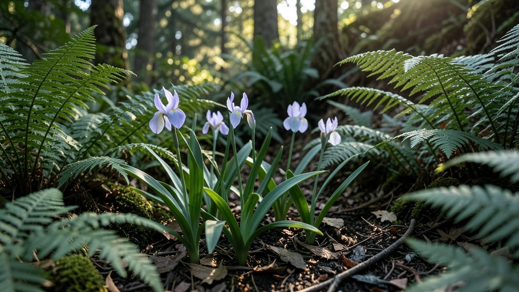 Woodland Iris with Ferns