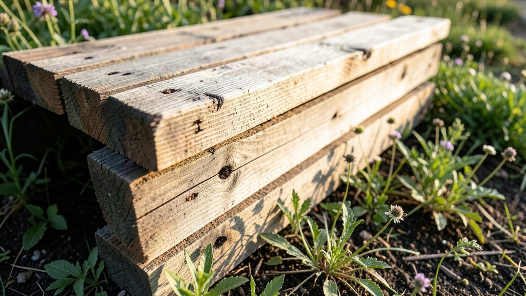 Wooden Pallet Slats as Vertical Edging