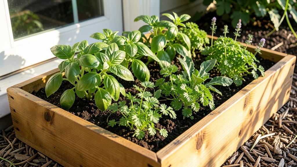 Edible Raised Beds with Herbs and Salad Greens