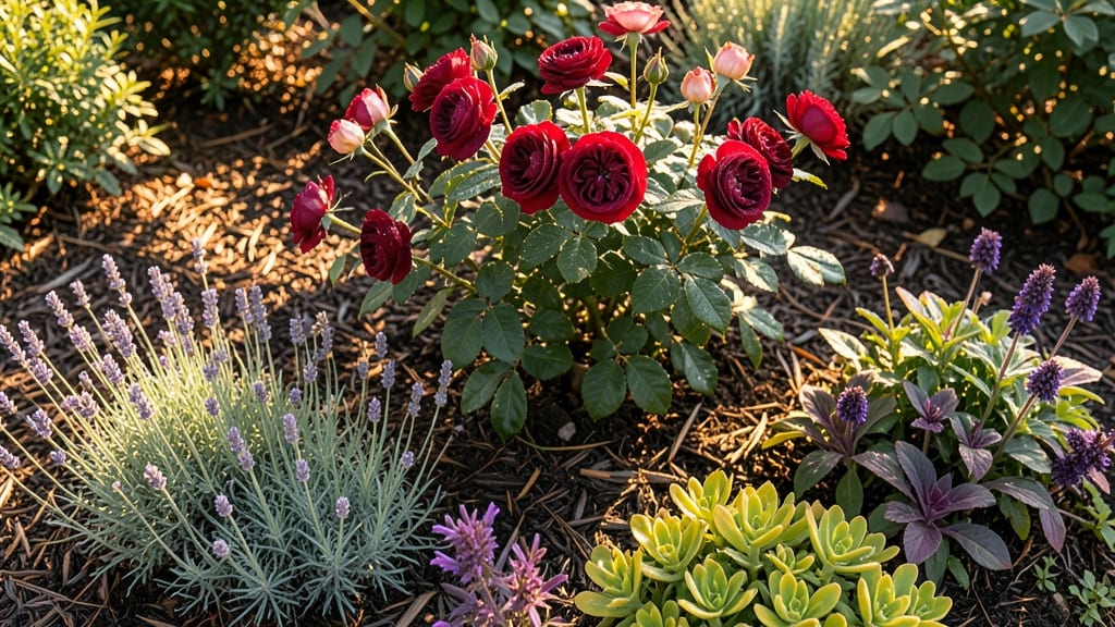 Sun-Loving Roses with Perennial Understory