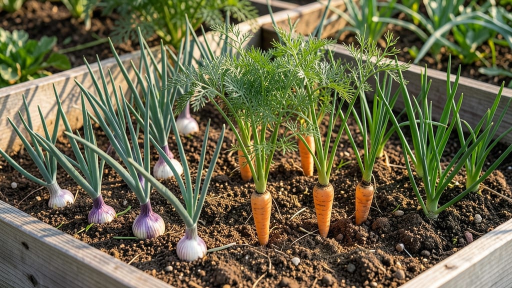 Pest-Repellent Carrot and Onion Garden