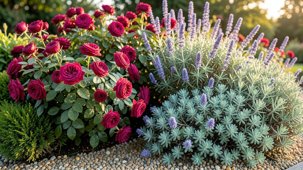 Low-Maintenance Shrub Border With Roses