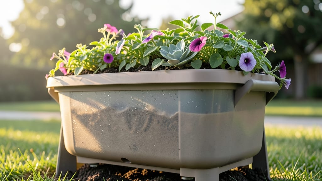 Container Garden With Self-Watering Beds