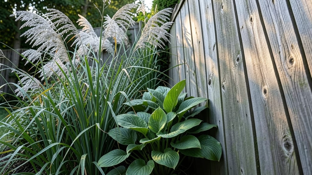 Ornamental Grasses And Hostas For Shady Fences