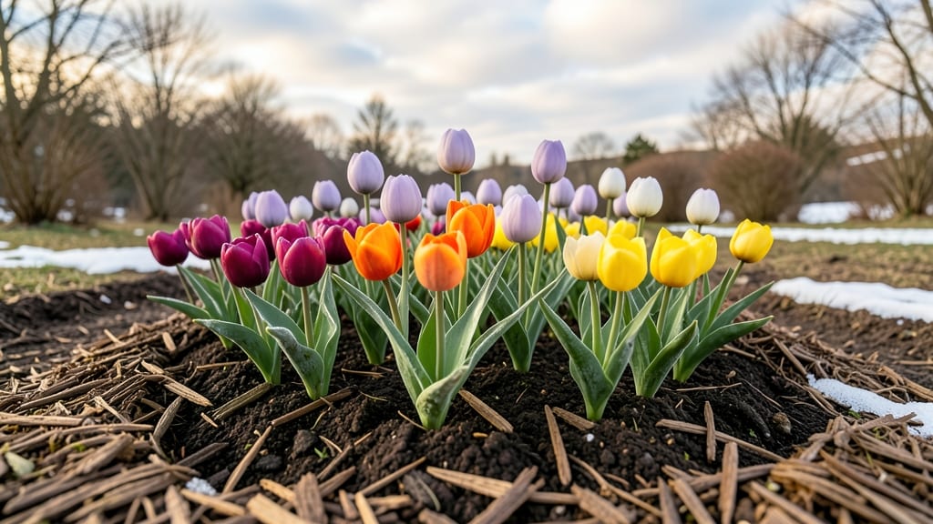Spring Blooming Tulip And Allium Combination