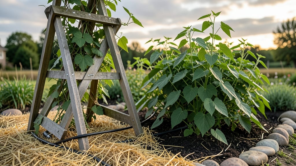 Garden Bed and Trellis: Vertical Space Maximizer for Climbing Plants