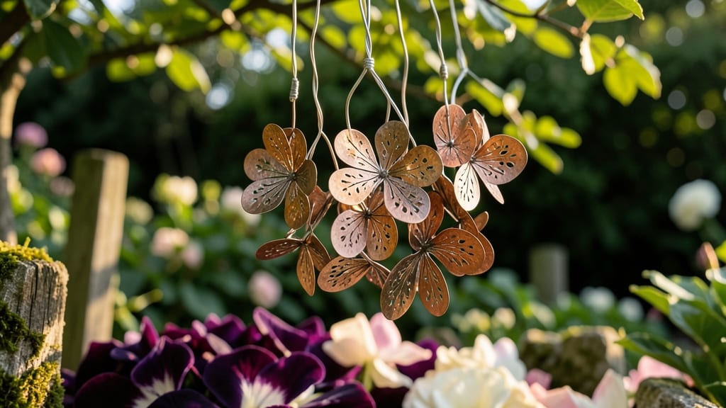 Hanging Wind Chimes with Metal Flowers