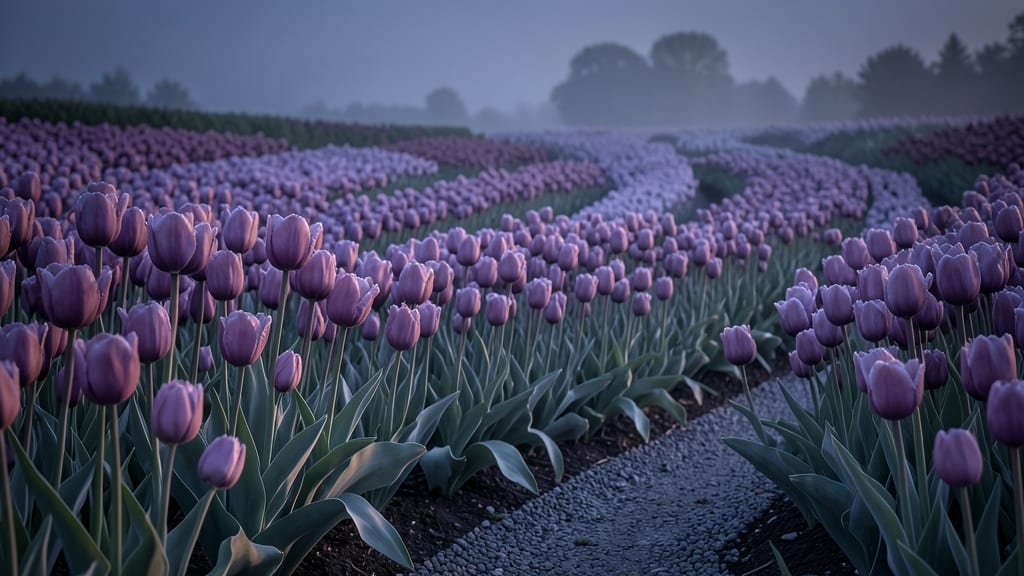 Lavender Tulip Twilight Garden