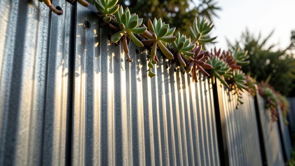 Corrugated Metal Panels with Succulents