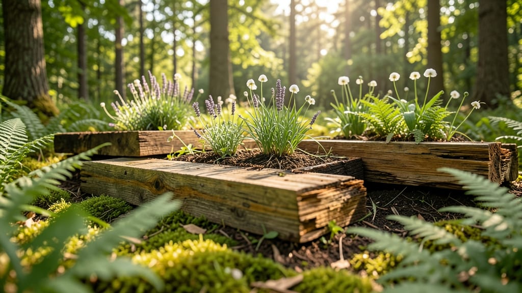 Natural Wood Slab Flower Beds