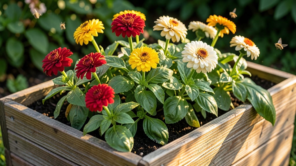 Pollinator-Friendly Zinnia and Basil Mix