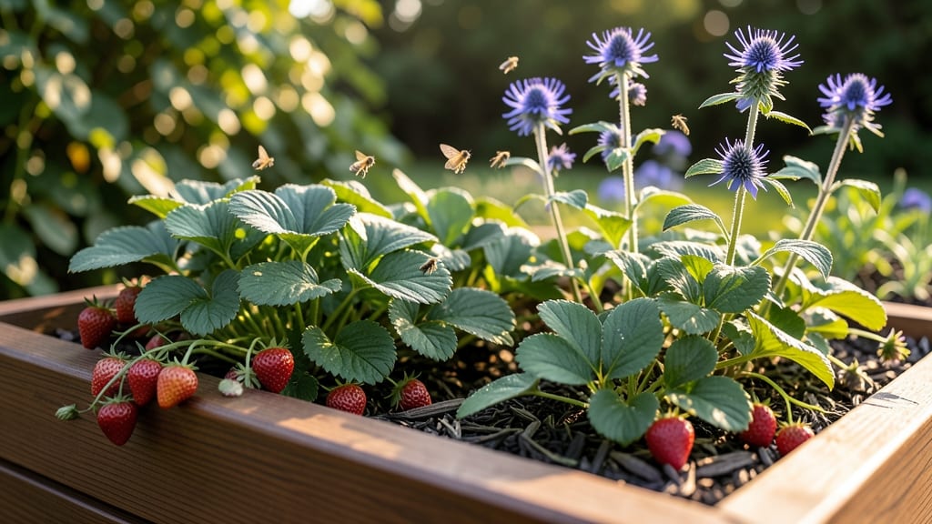 Strawberry and Borage Flower Bed