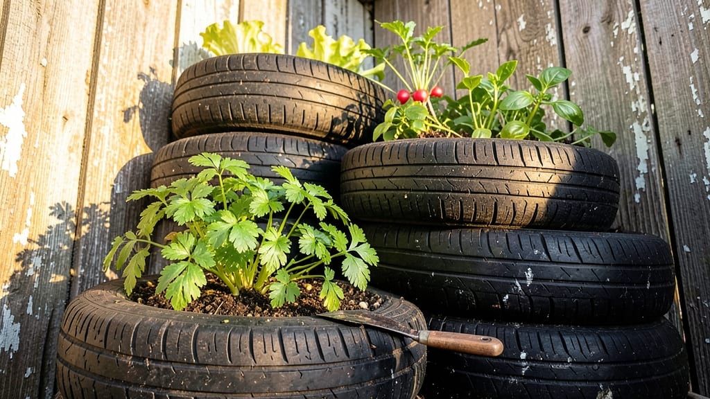 Tire Planters for Vertical Gardening