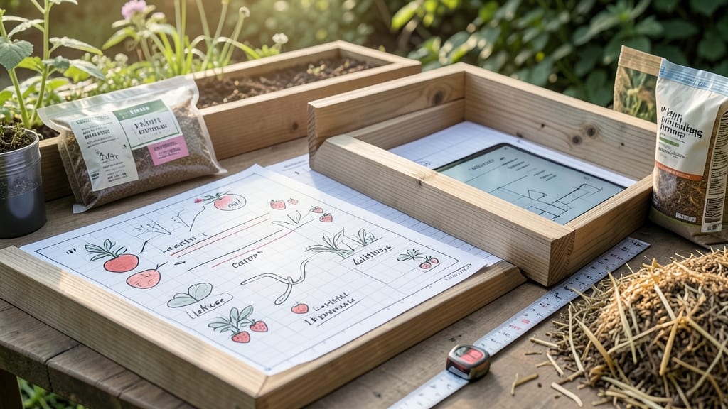Raised Garden Bed Layout Planner: Sunlight Mapping for Year-Round Bounty