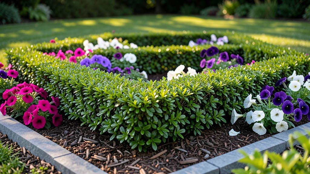 Geometric Boxwood Frame With Seasonal Annuals