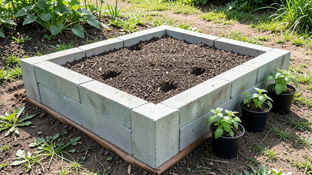 Cinder Block Raised Bed Design: Modular Grid for Customizable Plant Heights