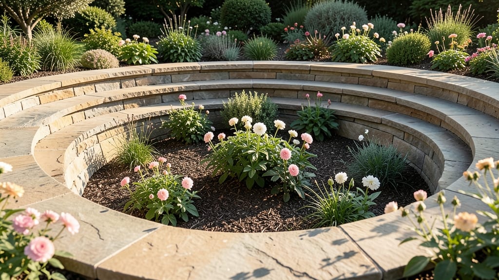 Classic Sunken Round Garden with Tiered Edging