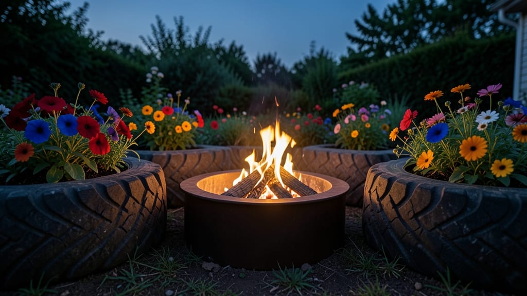 Tire Planter Fire Pit Surround