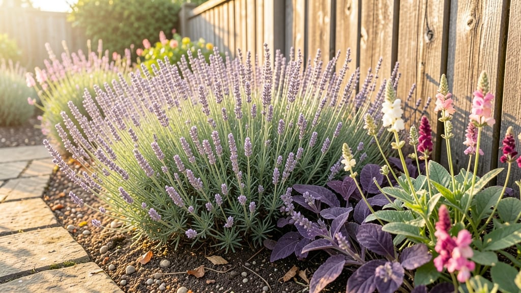 Classic Cottage Garden Border With Lavender