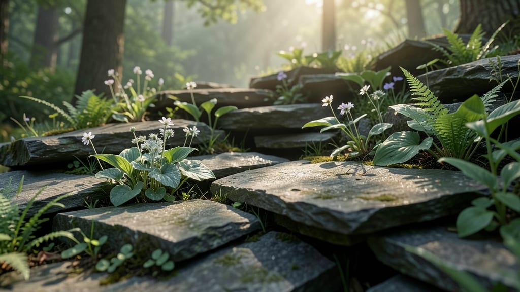 Woodland Shale Border with Ferns