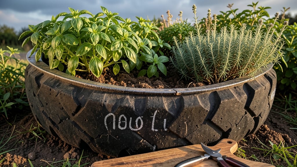 Tire Planter Herb Garden